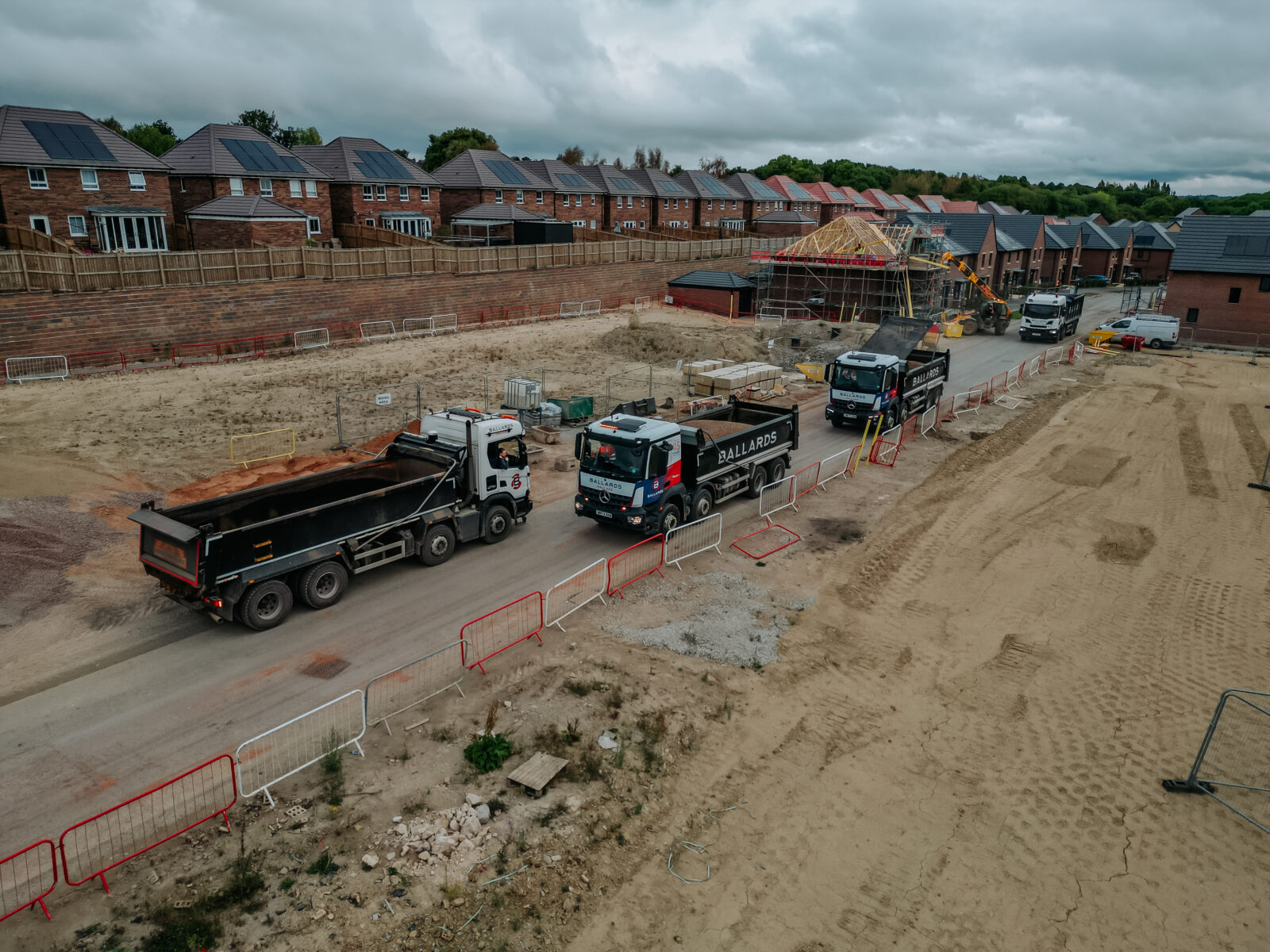 Ballards tipper trucks on construction site