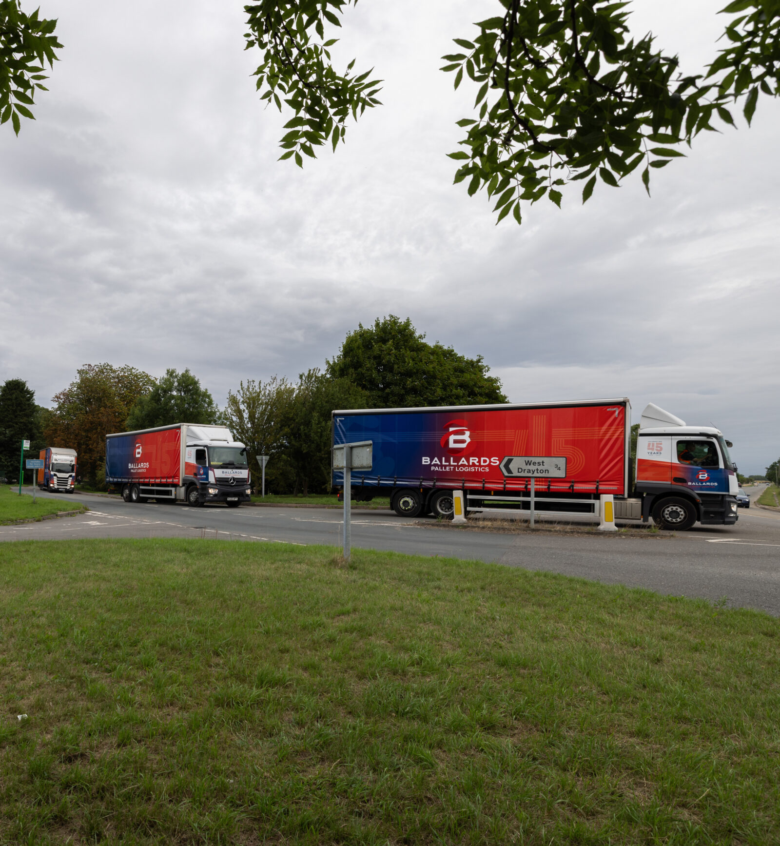 Ballards curtain sider lorries leaving the Markham Moor headquarters